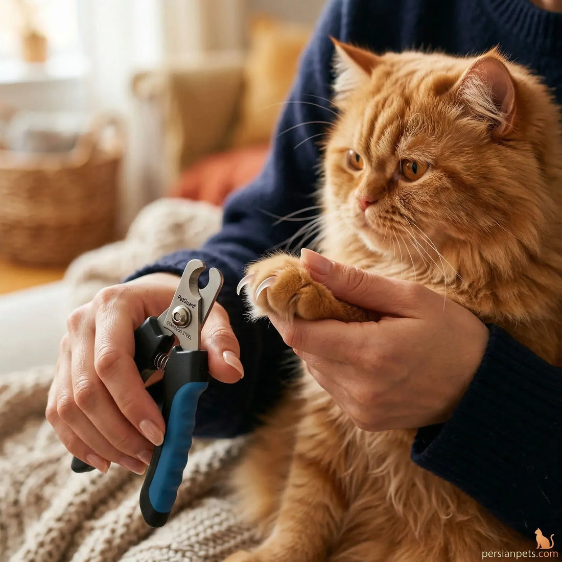 Step by step safe nail trimming method for indoor kittens