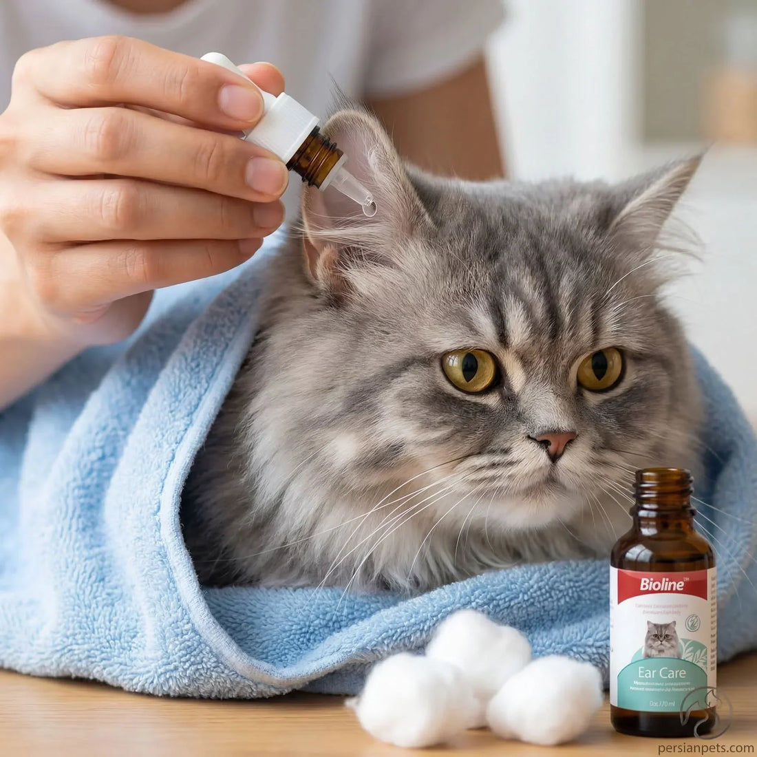 Safe and professional ear cleaning guide for Persian cats