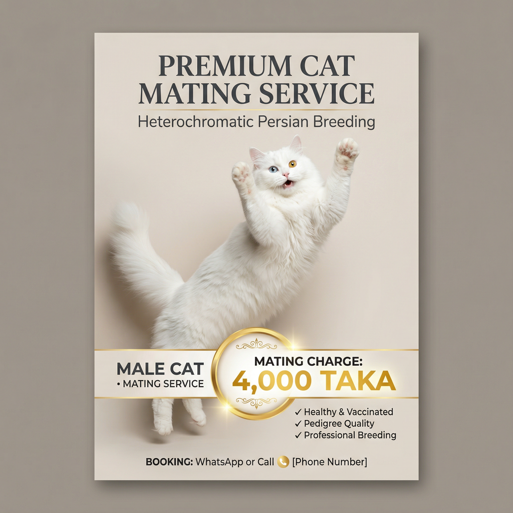 Odd-Eye Persian Male Cat — Mating Service Available