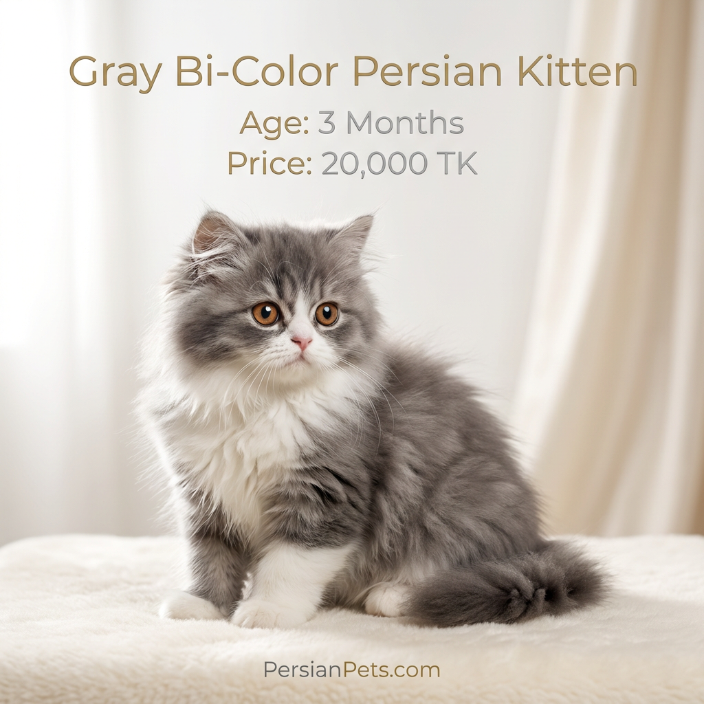Gray Bi-Color Persian Kitten