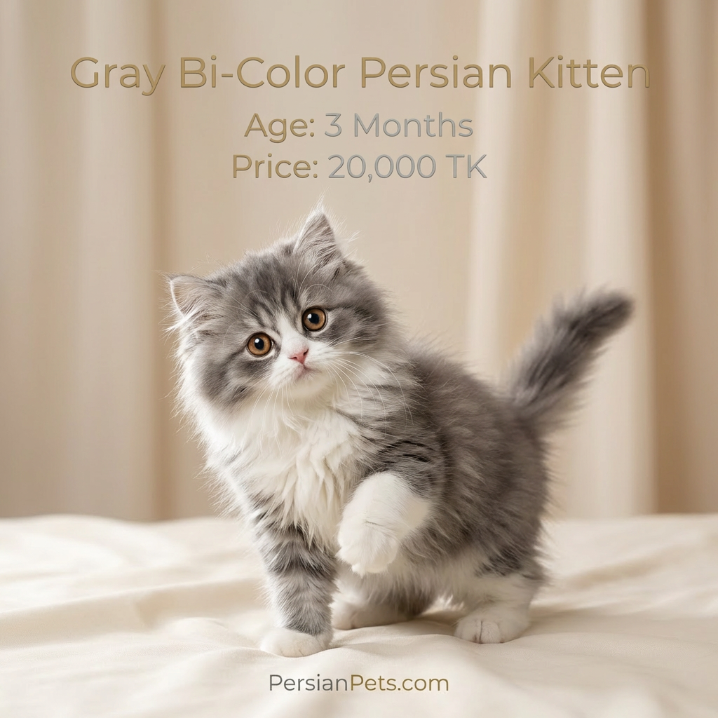 Gray Bi-Color Persian Kitten