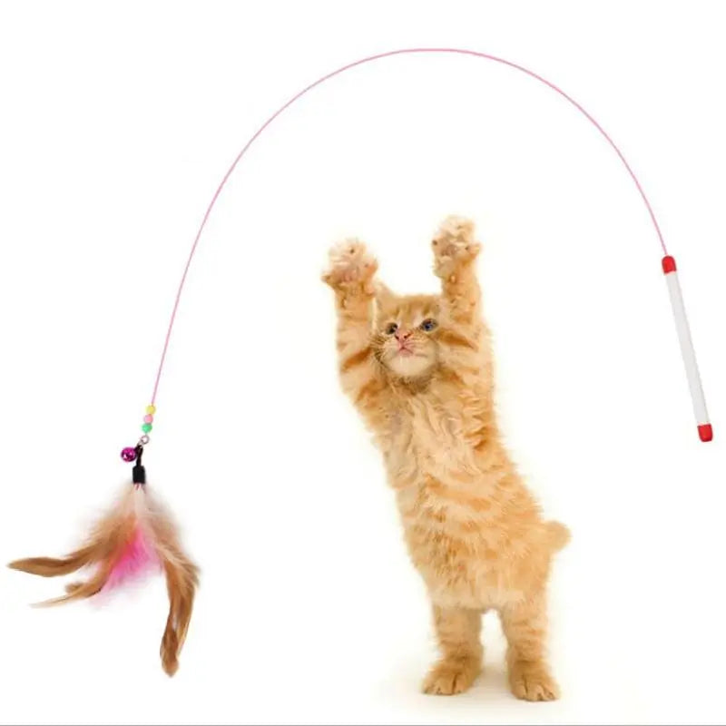 cat toys Cat Toy Steel Wire Feather Bell Teaser Wand Toy Kitten Play Fishing Stick - Cat Toy Cat Toy Steel Wire Feather Bell Teaser Wand Toy Kitten Play Fishing Stick - Cat Toy