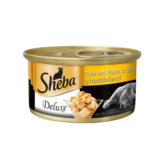 cat food Sheba Deluxe Can Tuna & Prawn in Gravy 85g Sheba Deluxe Can Tuna & Prawn in Gravy 85g