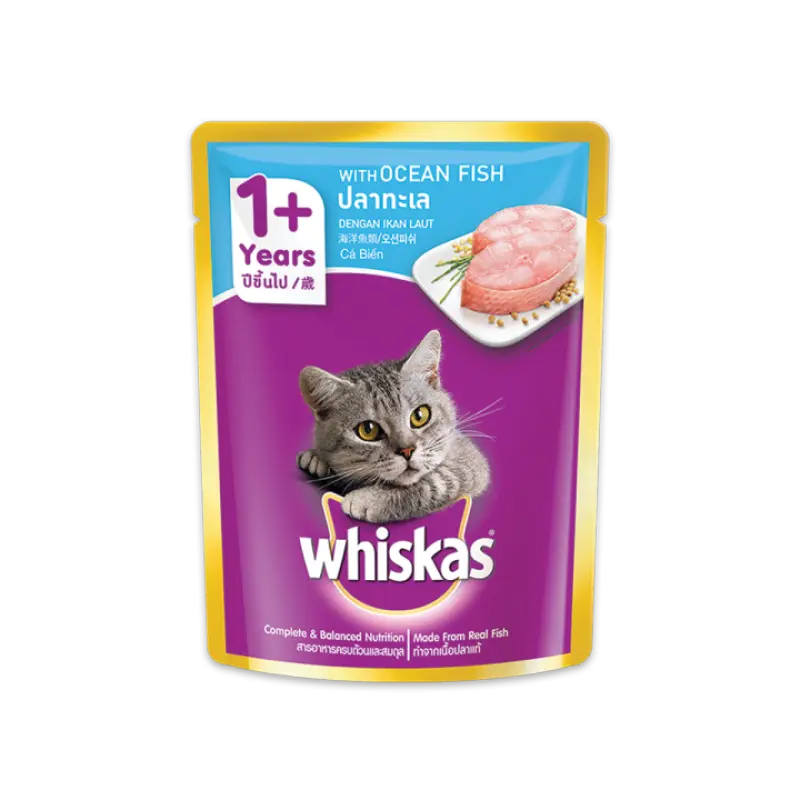cat food Whiskas Ocean Fish Flavour Adult Cat Pouche 85gm Whiskas Ocean Fish Flavour Adult Cat Pouche 85gm